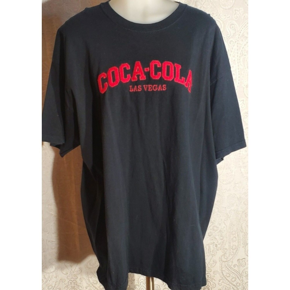 COCA Cola Las Vegas Unisex Short Sleeve T-shirt Black W/Raised Red Letters Sz XL
